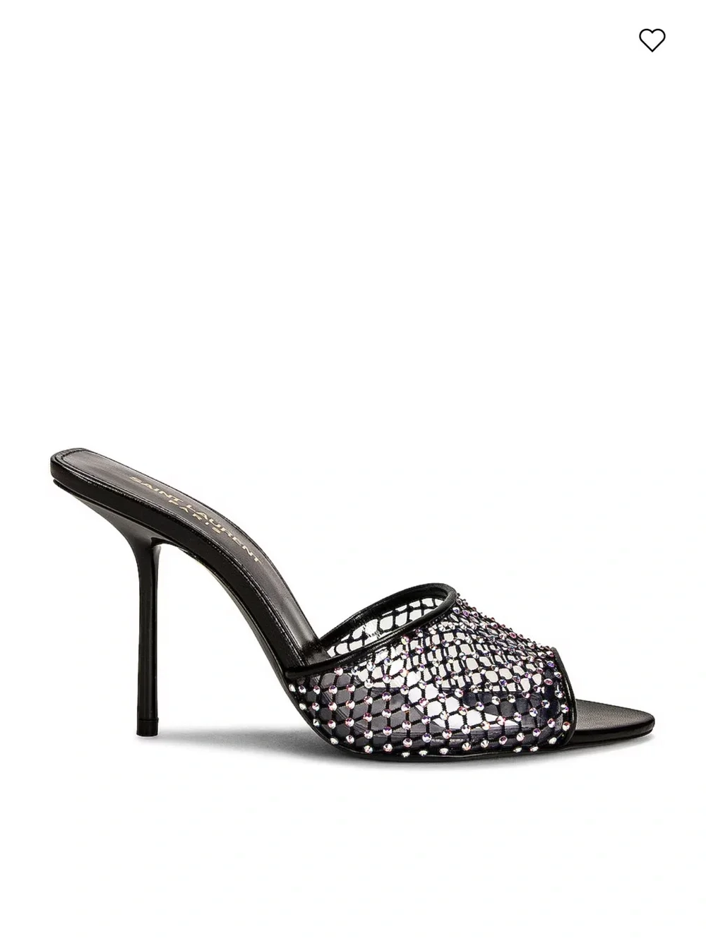 Saint Laurent Black Crystal-Embellished Mesh Mules - Picture 5 of 7